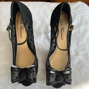 LuLu Townsend, Black Polka Dot Heels, Size 7.5
